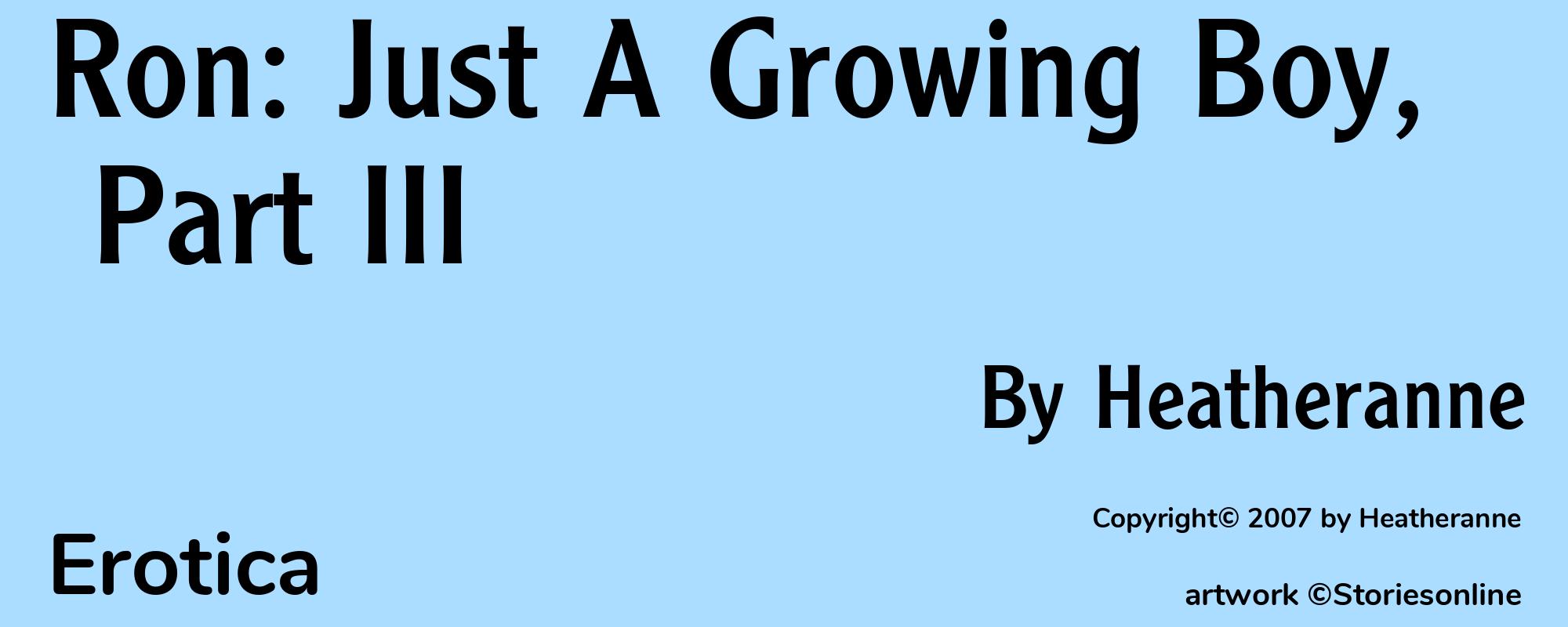 Ron: Just A Growing Boy, Part III - Cover