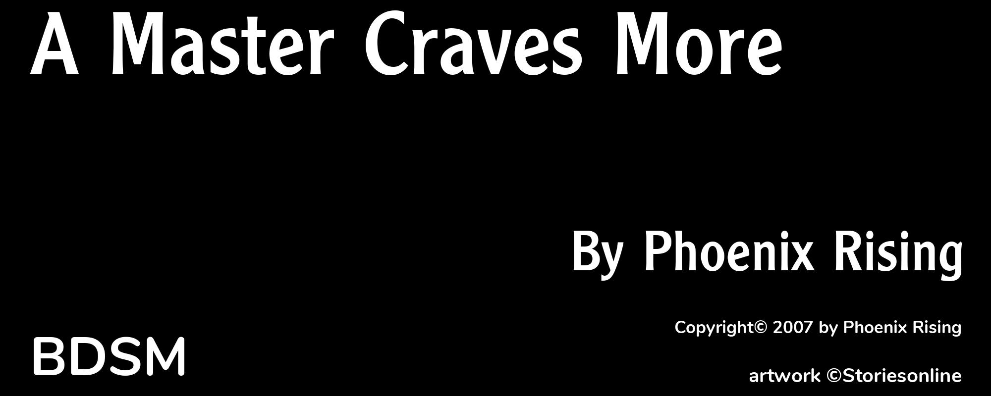 A Master Craves More - Cover
