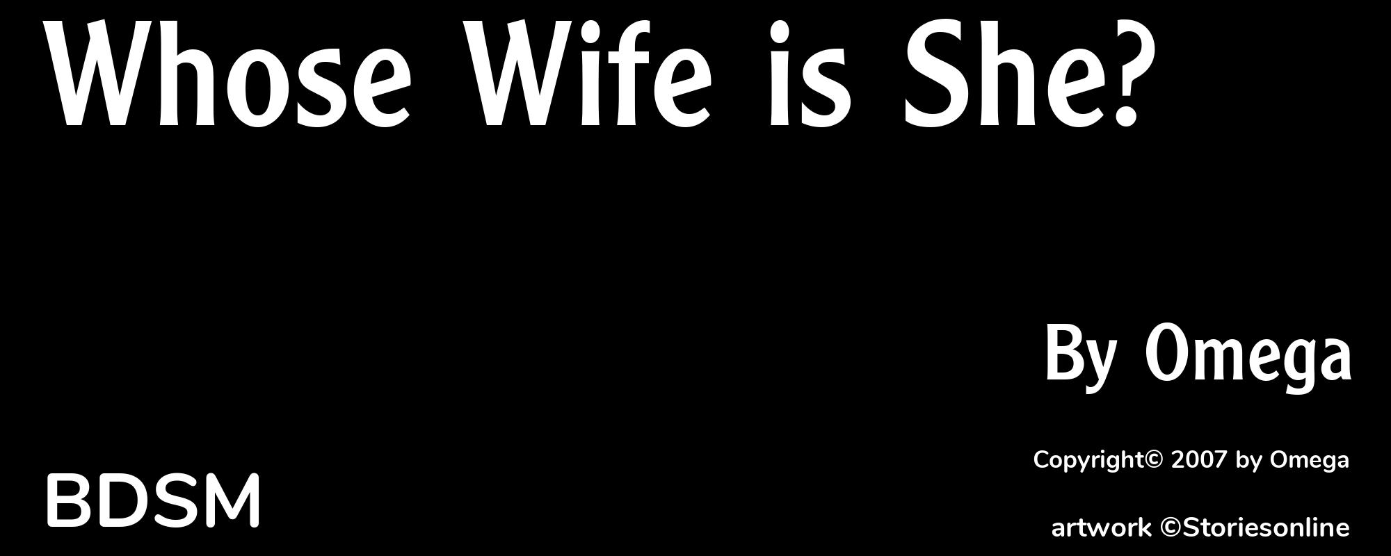 Whose Wife is She? - Cover