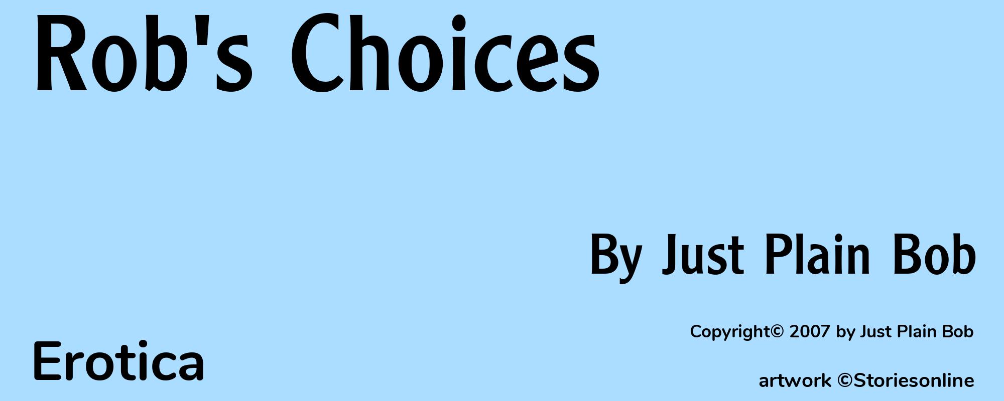 Rob's Choices - Cover