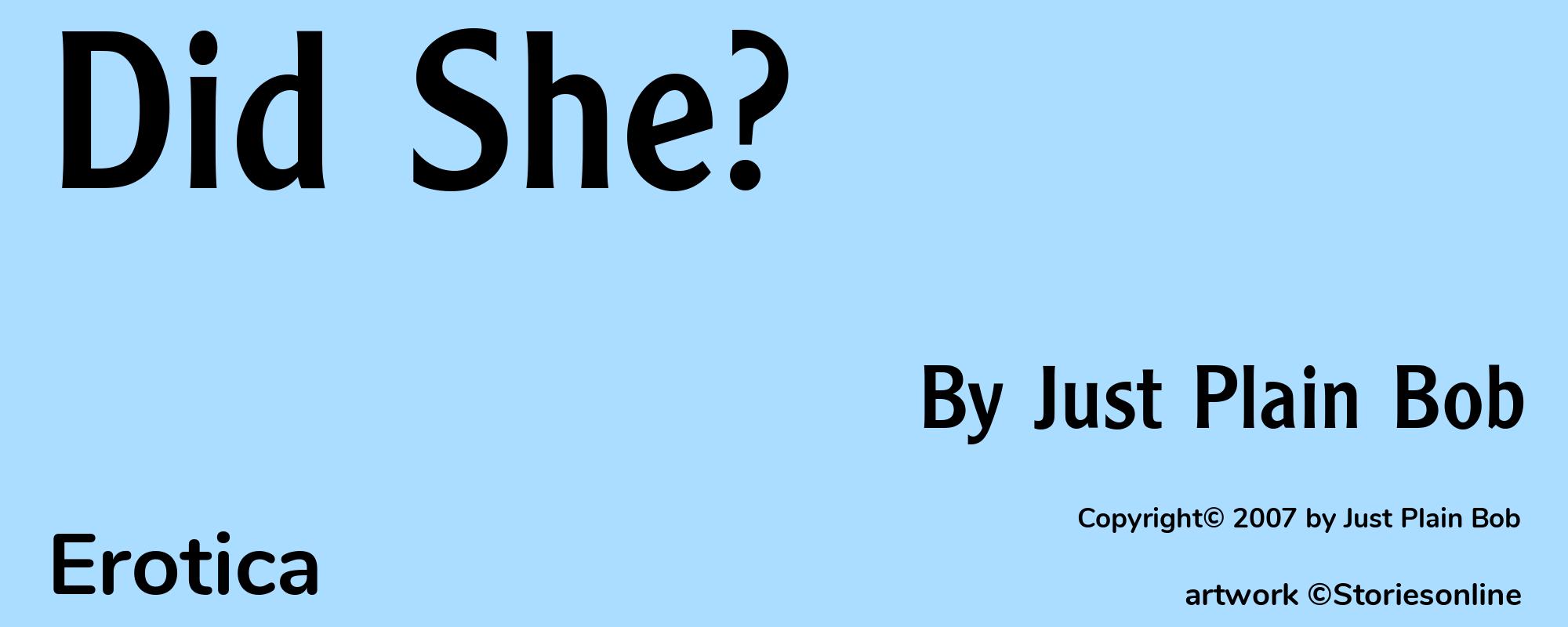 Did She? - Cover