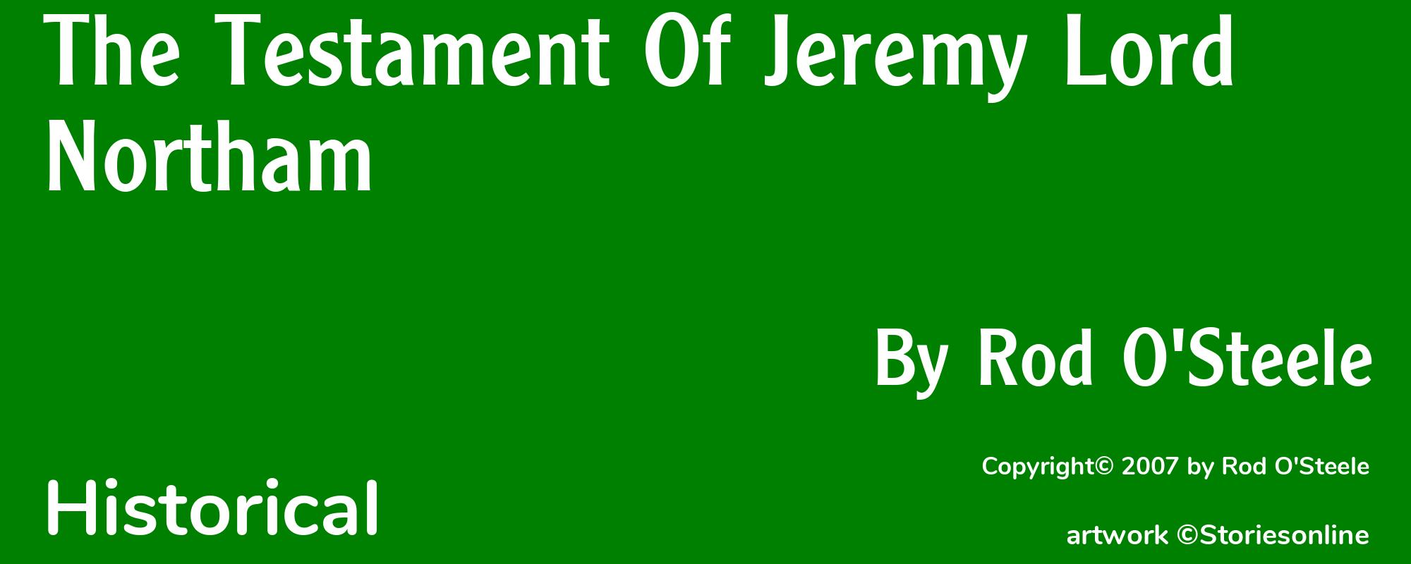 The Testament Of Jeremy Lord Northam - Cover