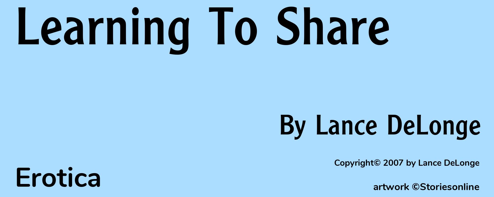 Learning To Share - Cover
