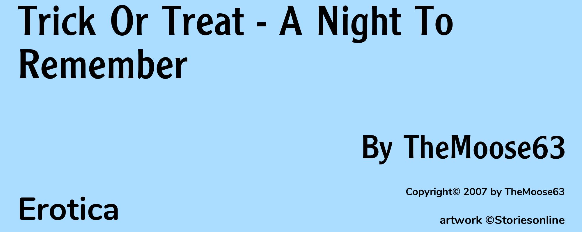 Trick Or Treat - A Night To Remember - Cover