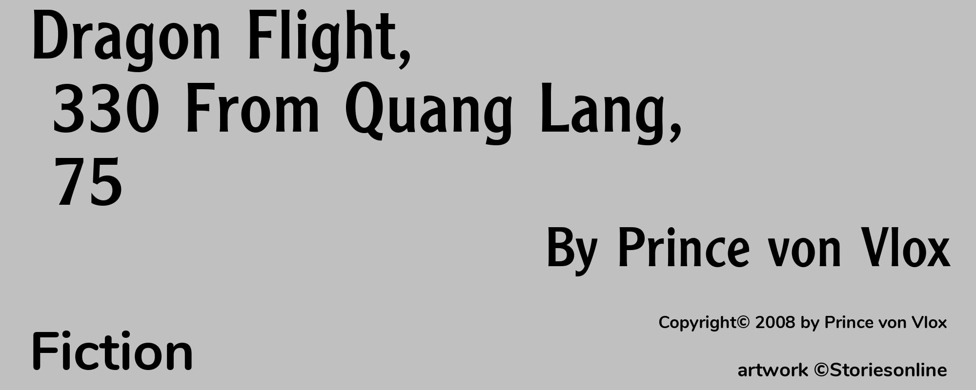 Dragon Flight, 330 From Quang Lang, 75 - Cover