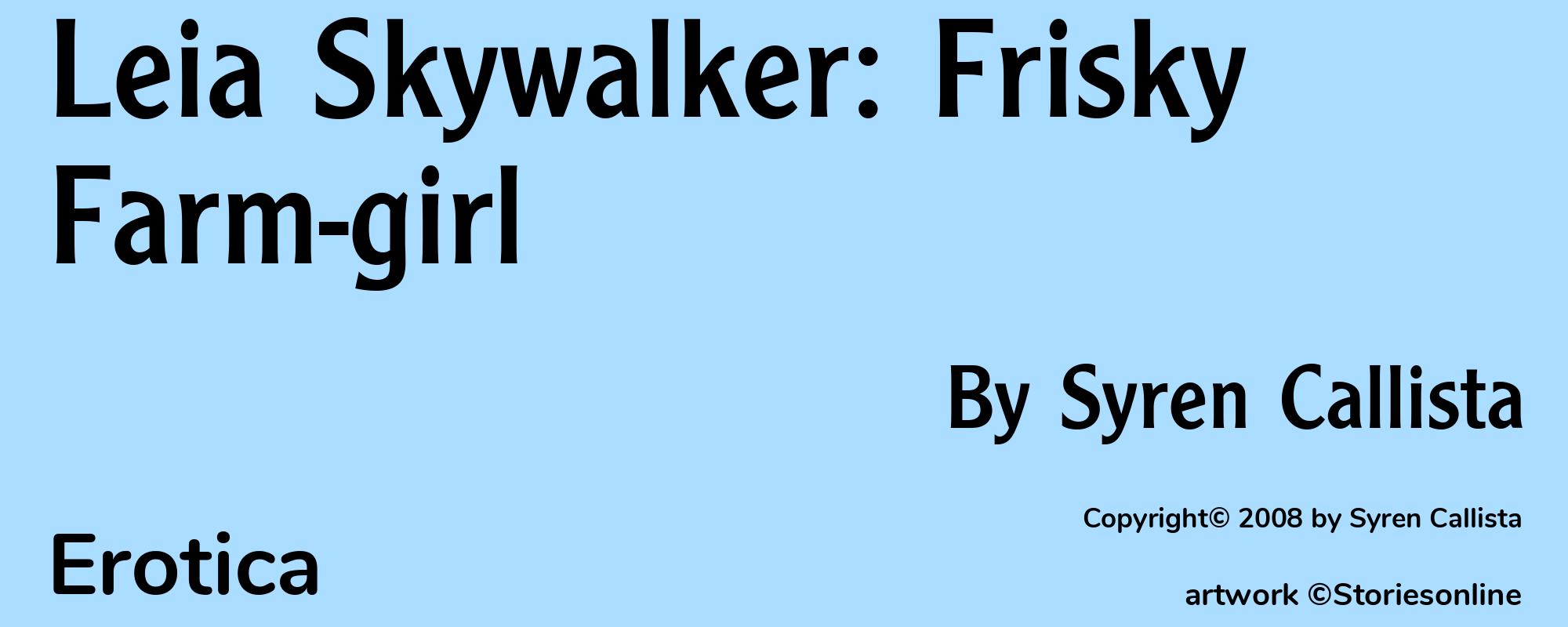 Leia Skywalker: Frisky Farm-girl - Cover