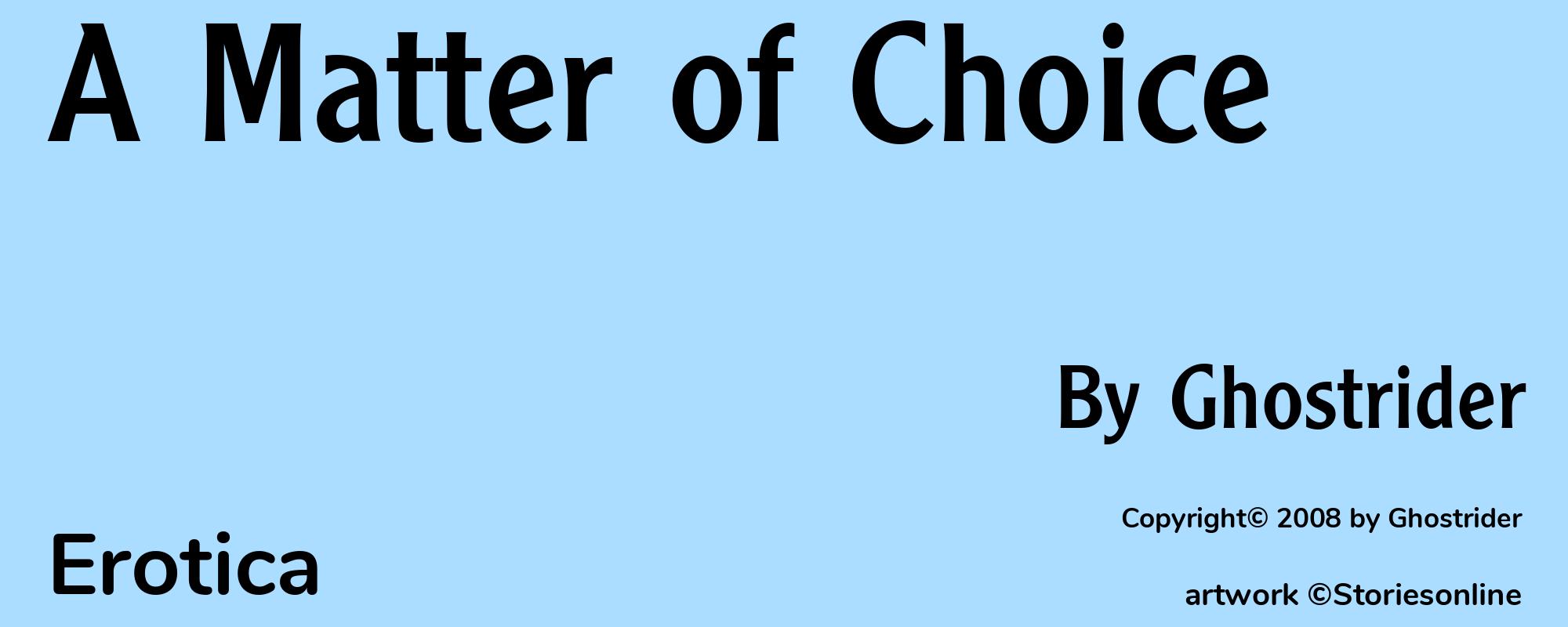 A Matter of Choice - Cover