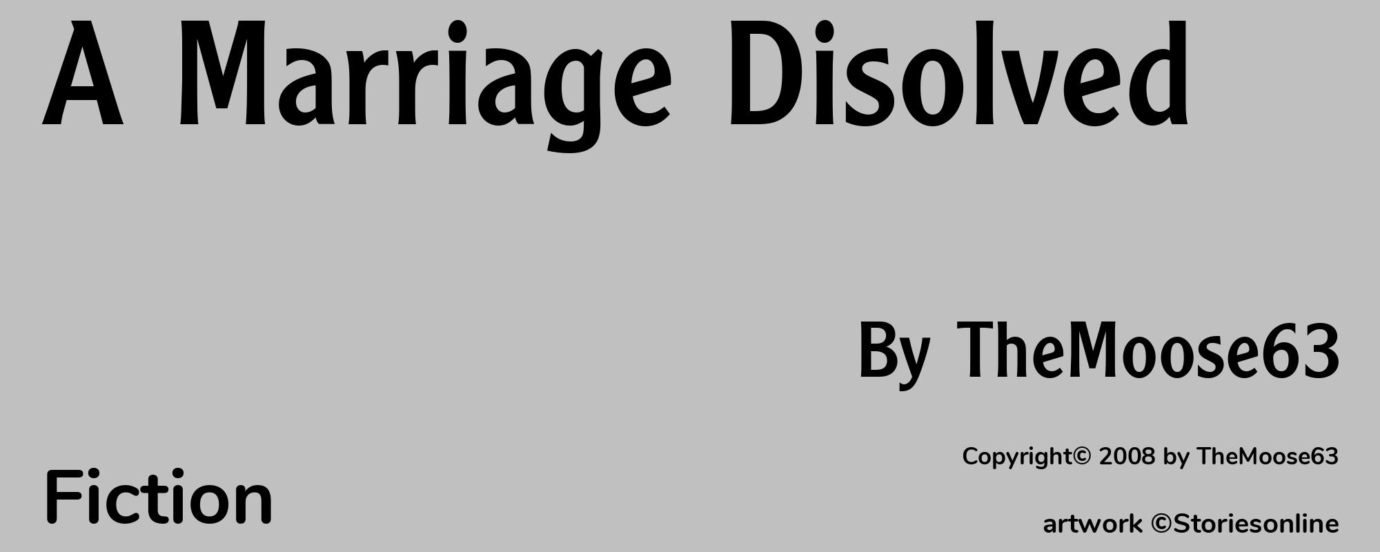 A Marriage Disolved - Cover