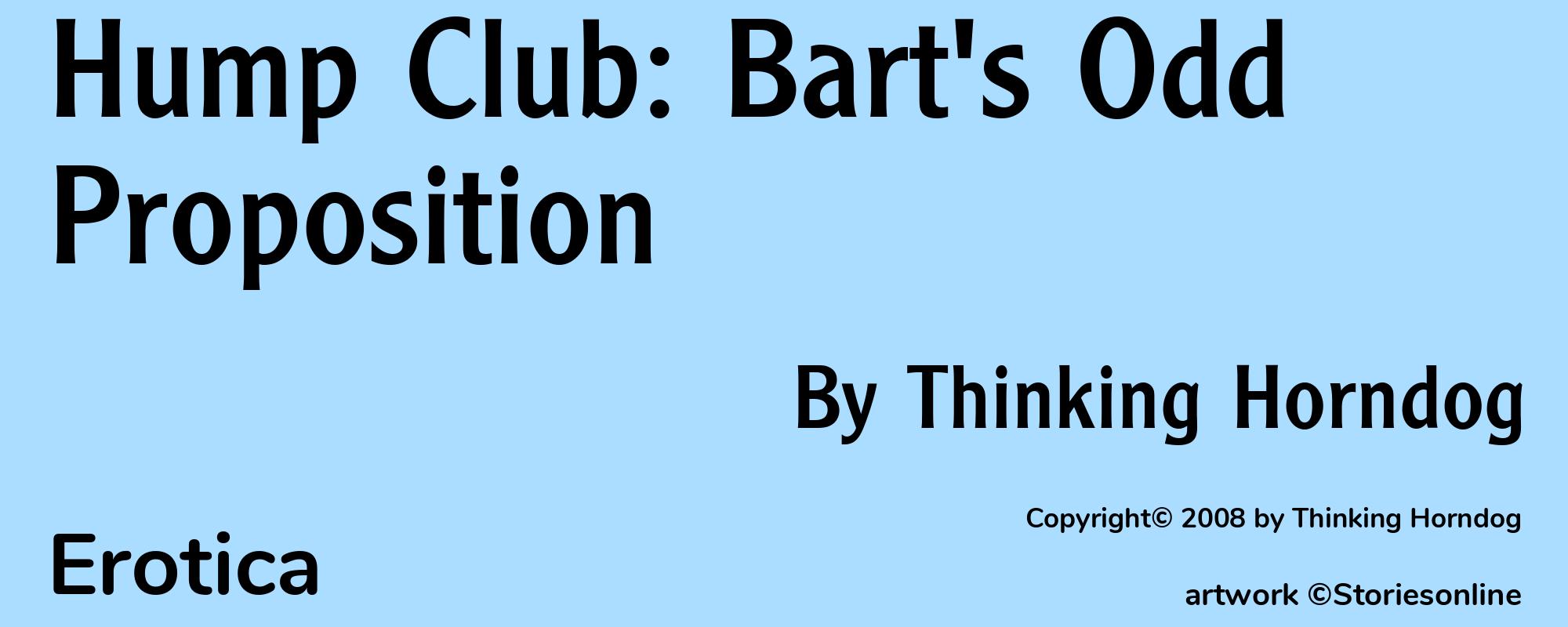 Hump Club: Bart's Odd Proposition - Cover