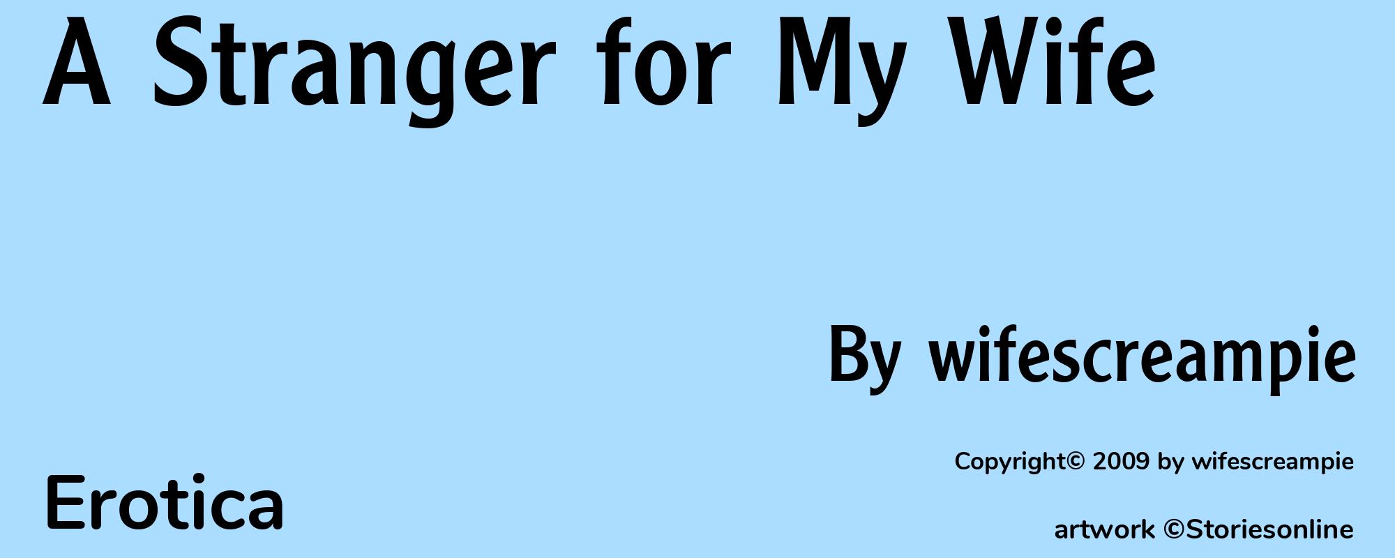 A Stranger for My Wife - Cover