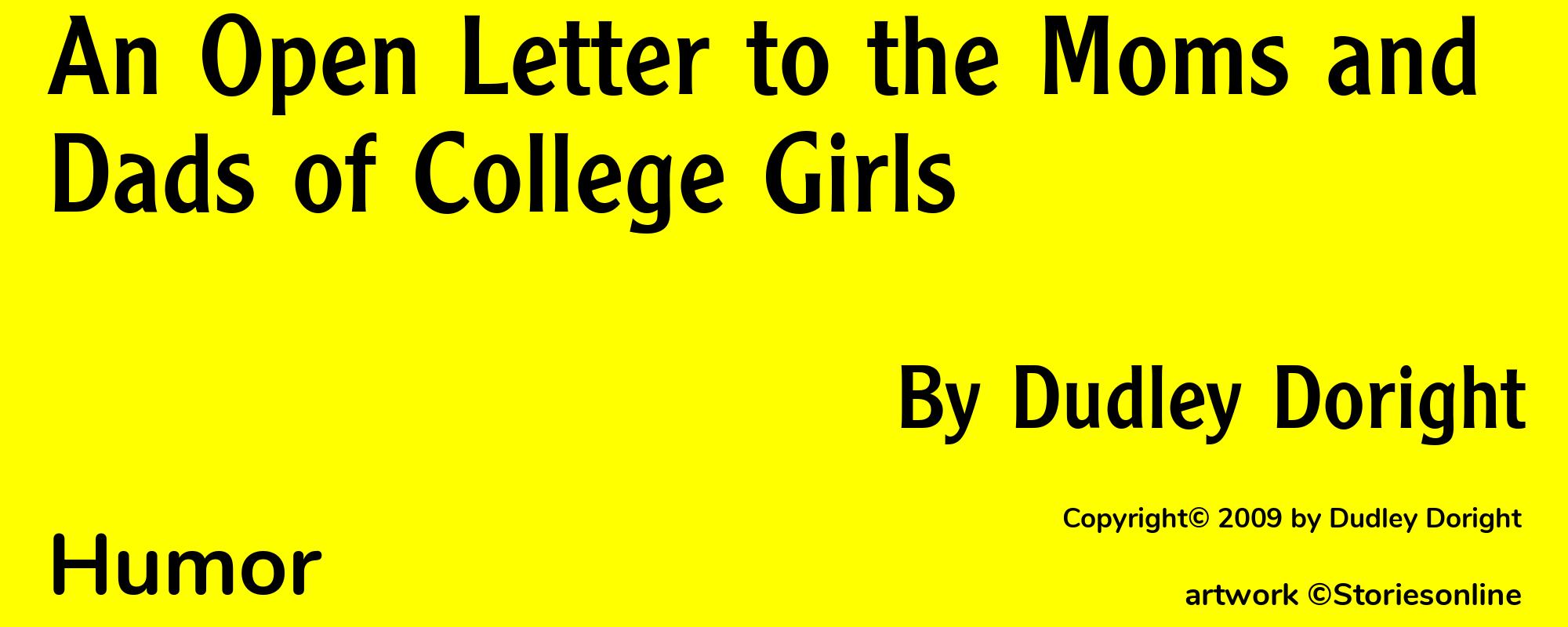 An Open Letter to the Moms and Dads of College Girls - Cover