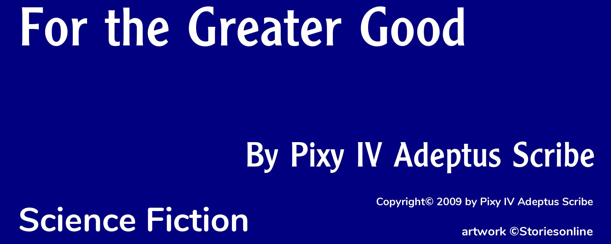 For the Greater Good - Cover