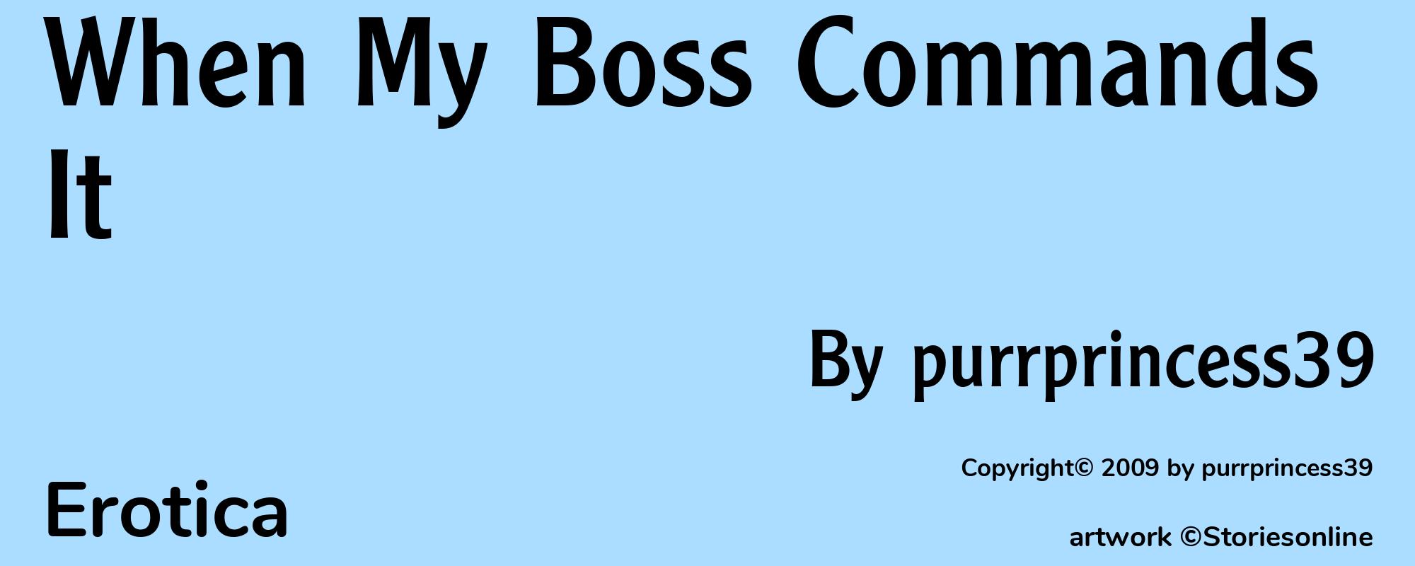 When My Boss Commands It - Cover