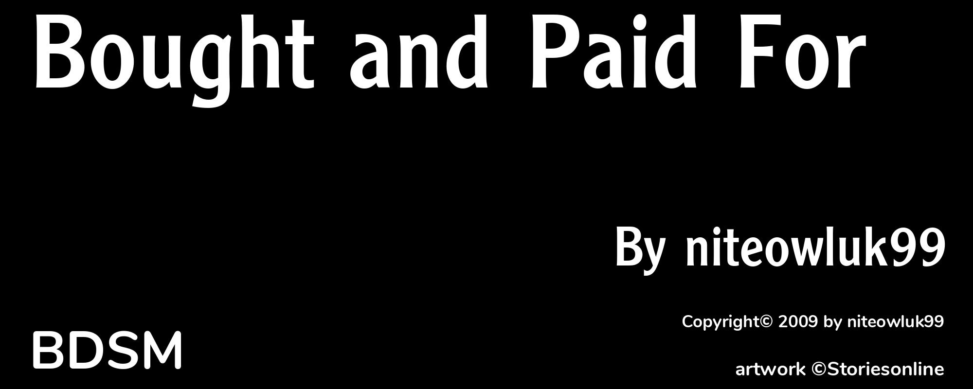 Bought and Paid For - Cover