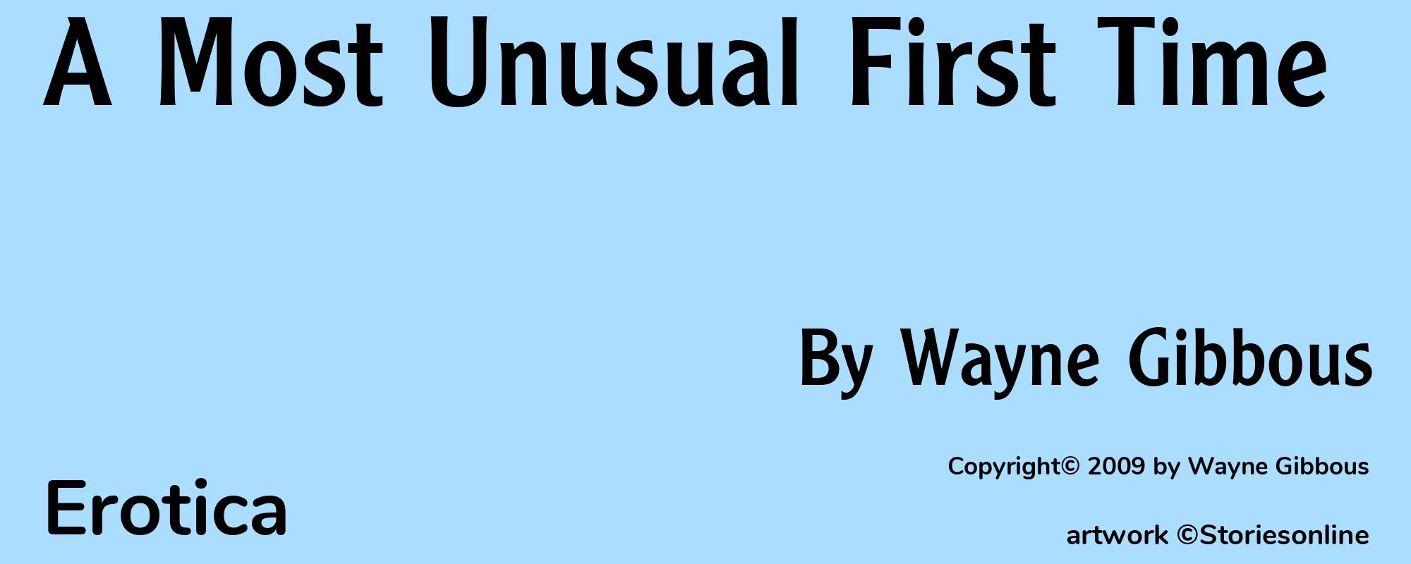 A Most Unusual First Time - Cover
