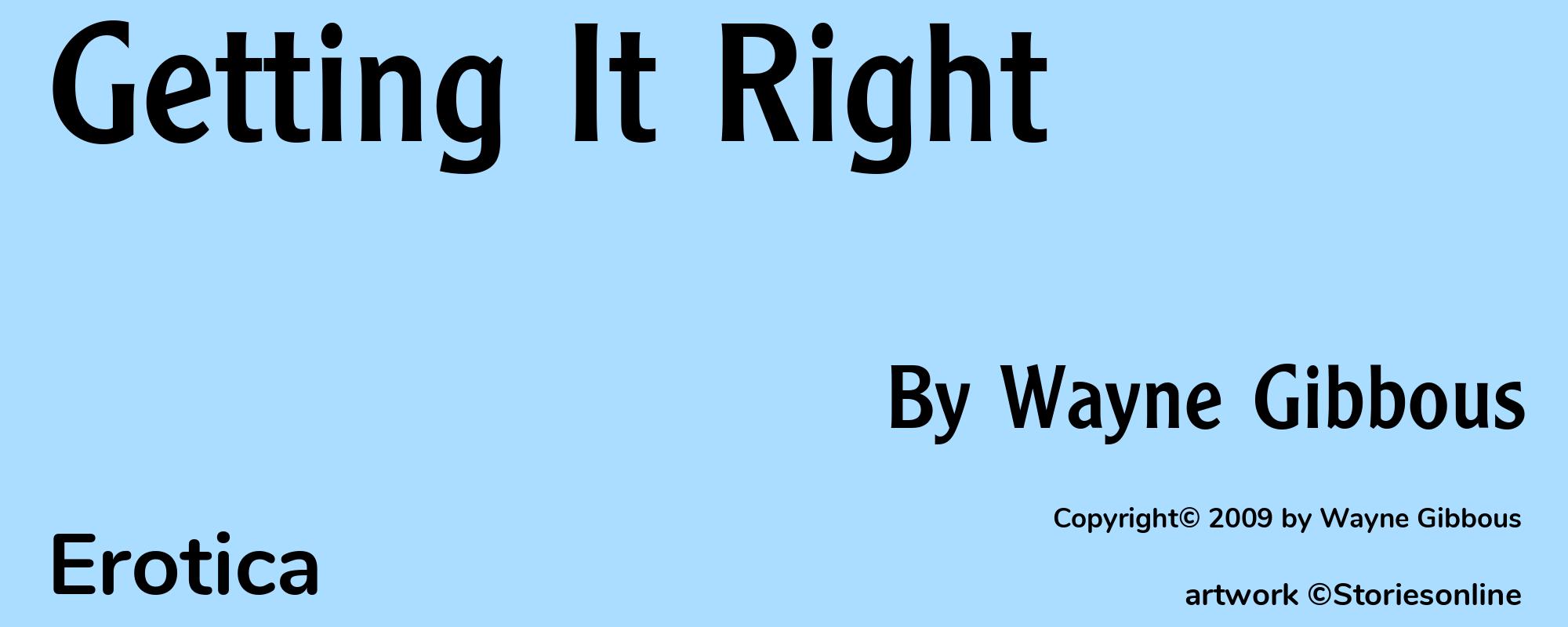 Getting It Right - Cover