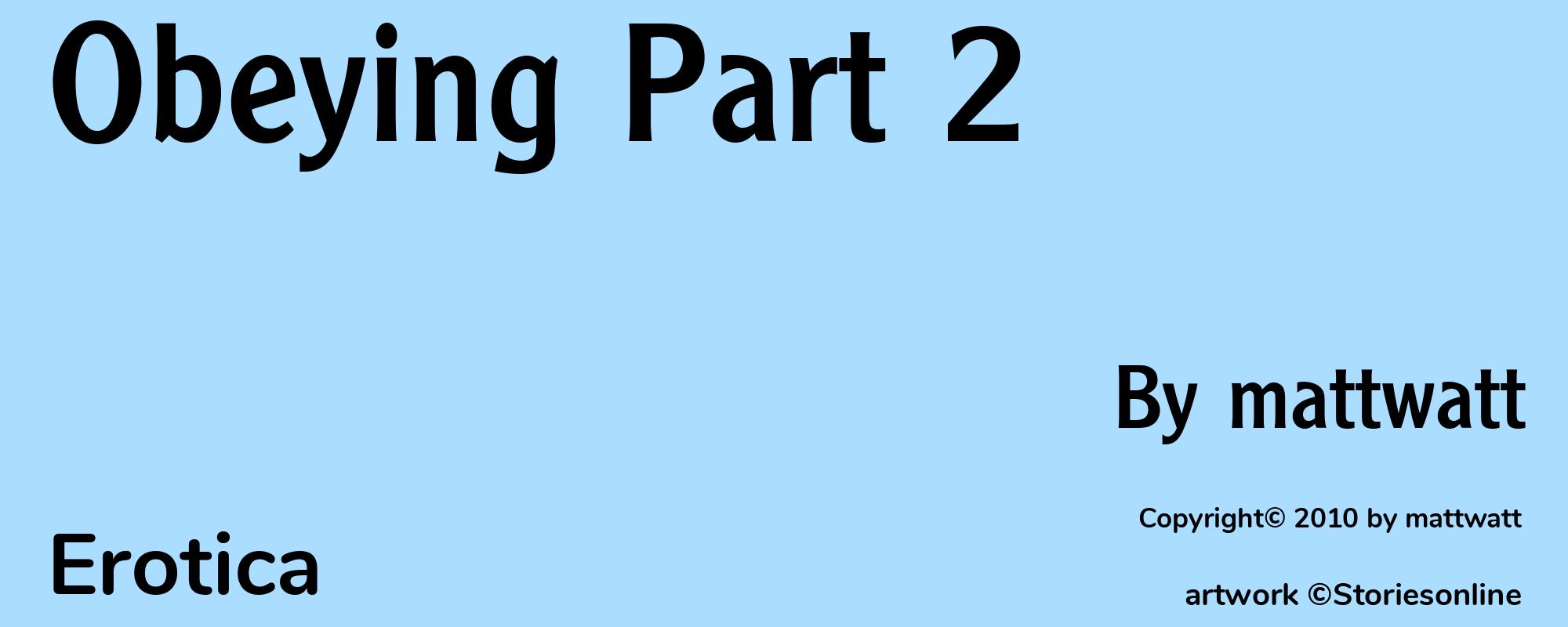 Obeying Part 2 - Cover
