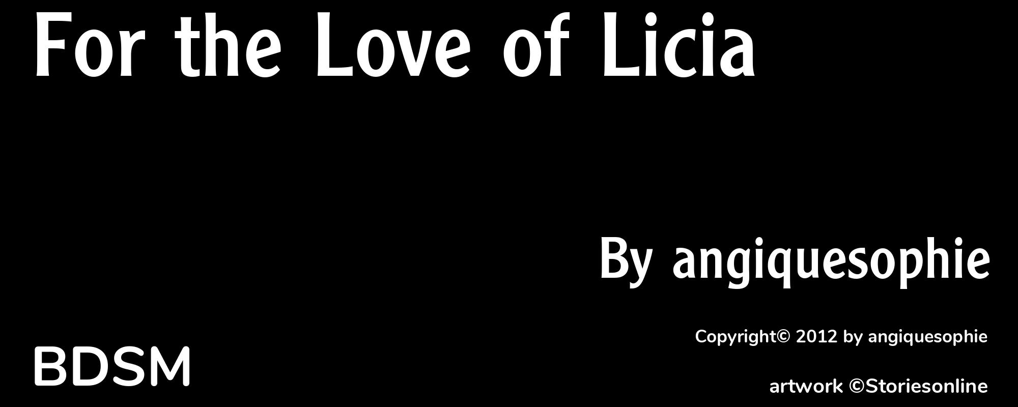 For the Love of Licia - Cover