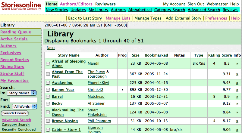 library screen shot