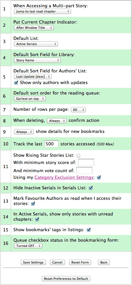 screen shot of the library's preferences pane