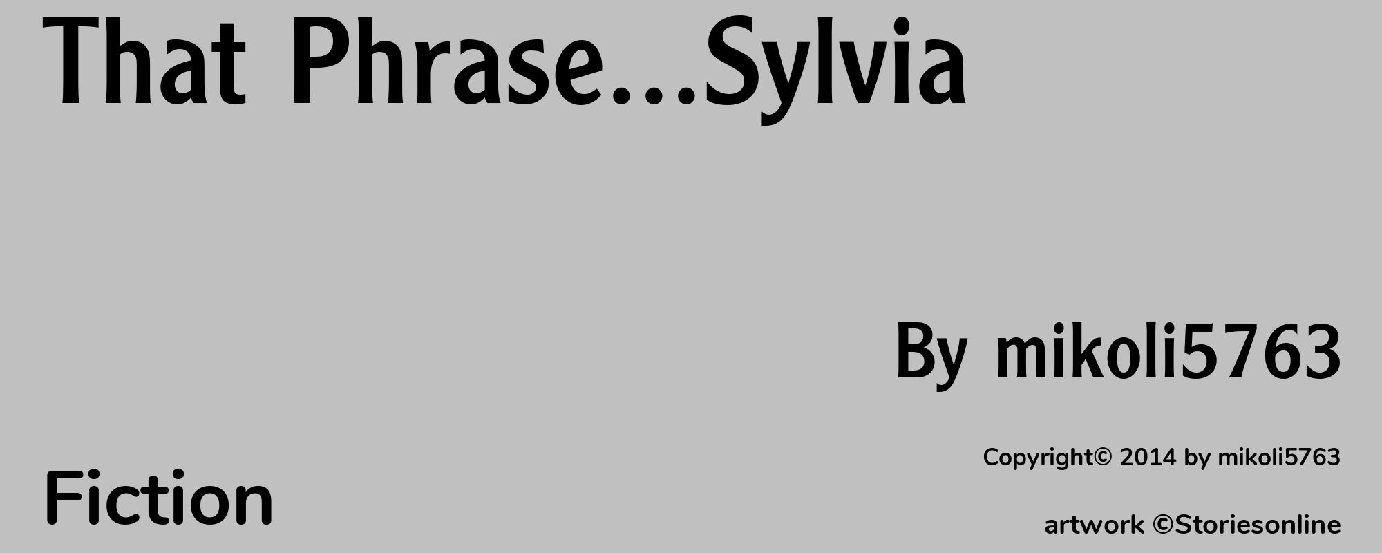 That Phrase...Sylvia - Cover