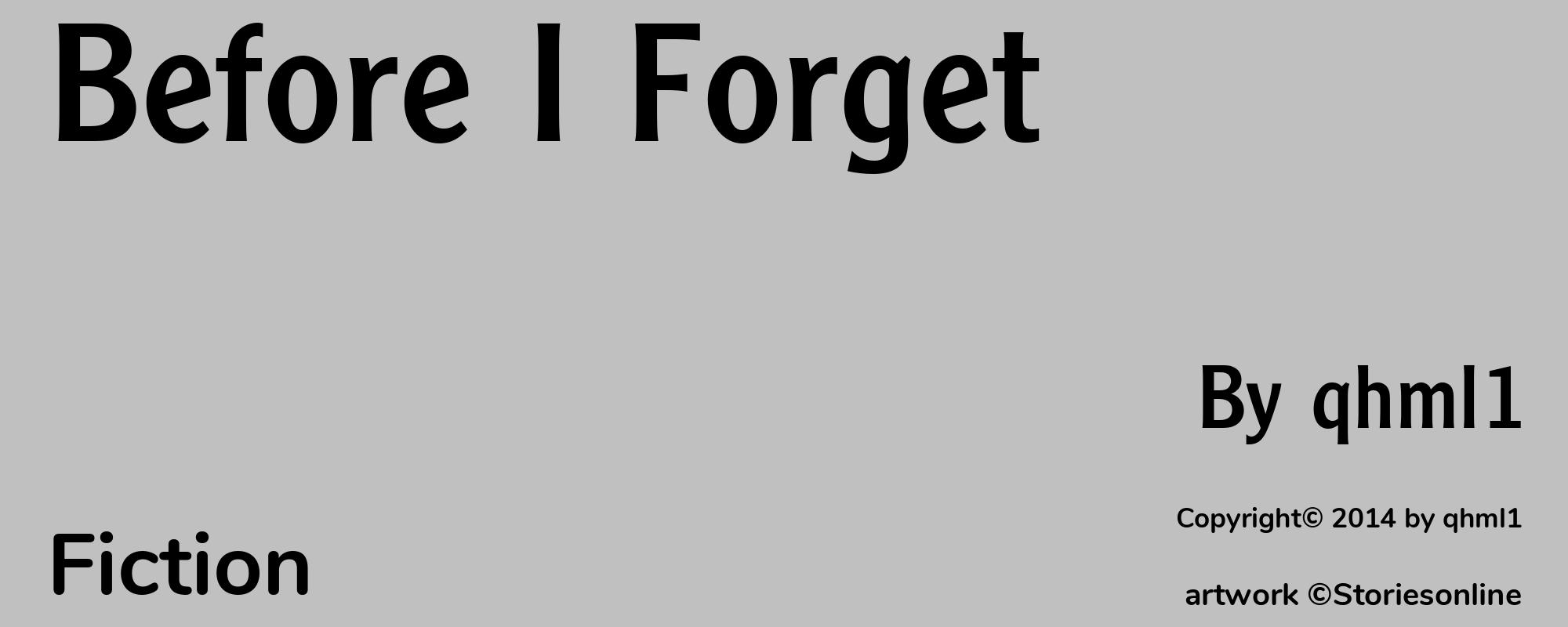 Before I Forget - Cover