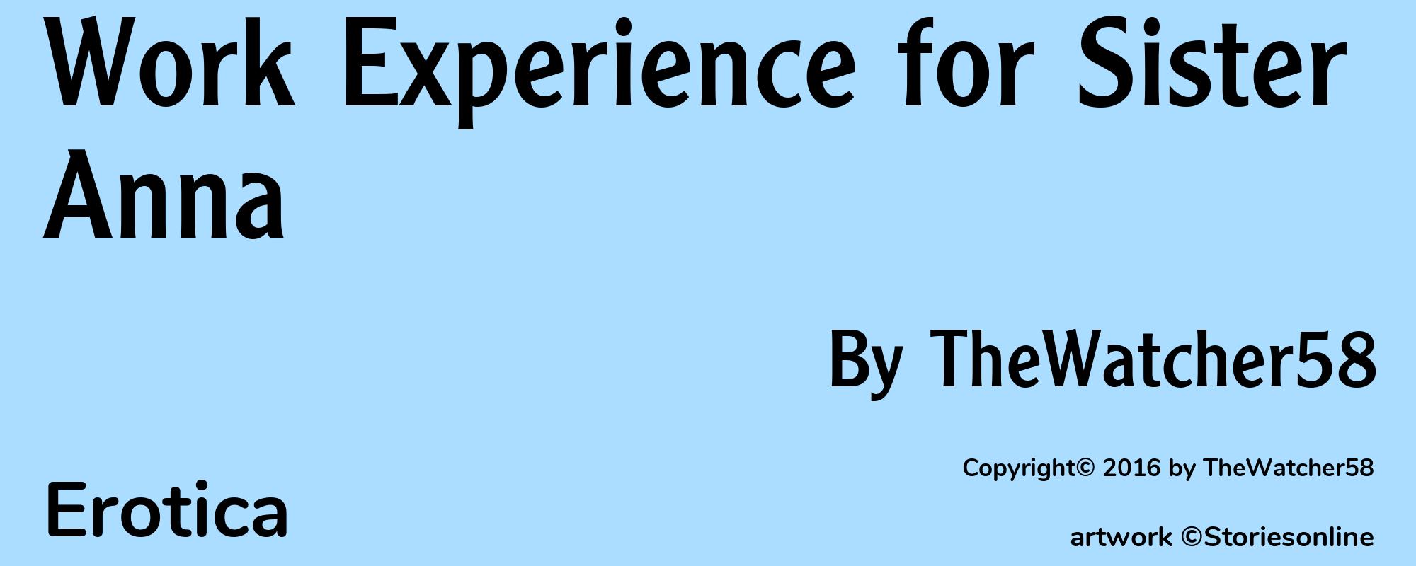 Work Experience for Sister Anna - Cover