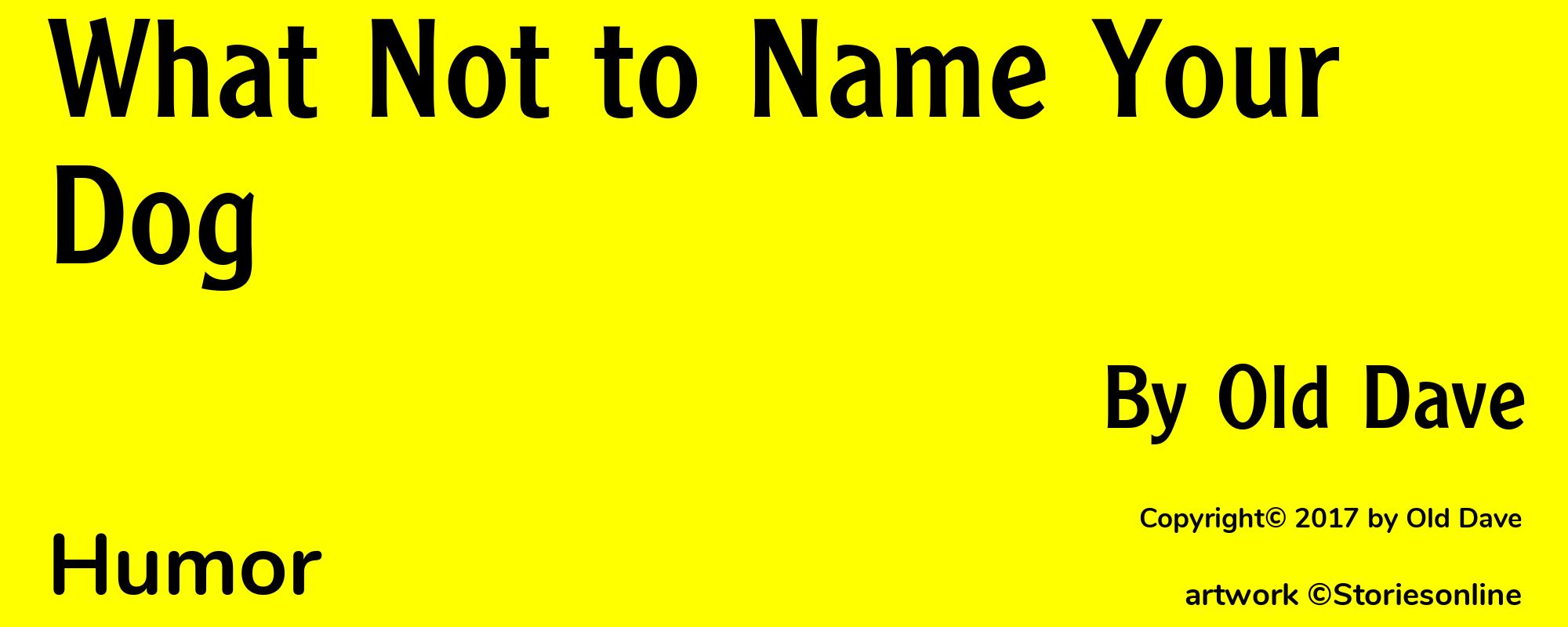 What Not to Name Your Dog - Cover