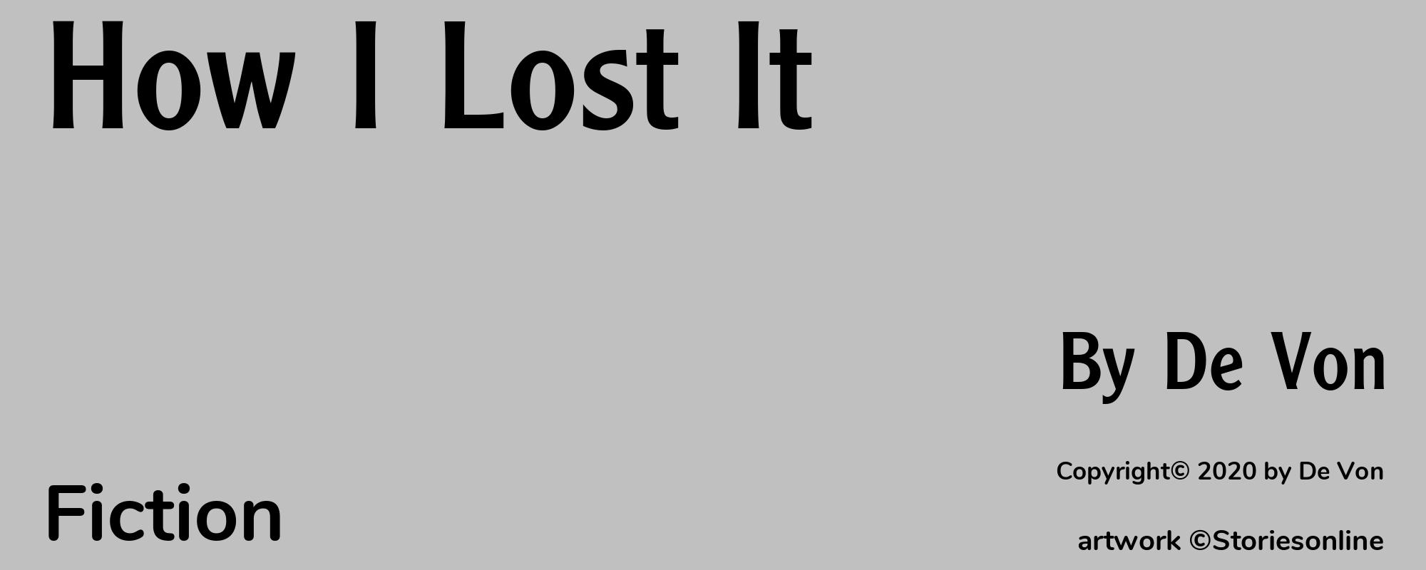 How I Lost It - Cover