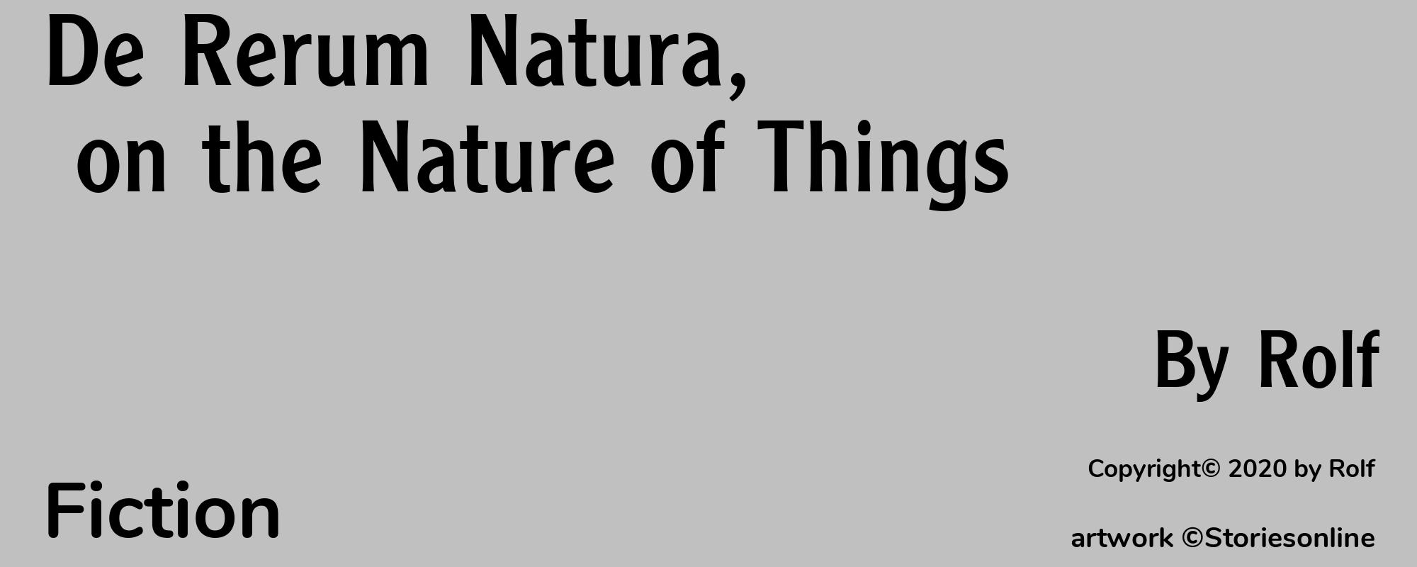 De Rerum Natura, on the Nature of Things - Cover