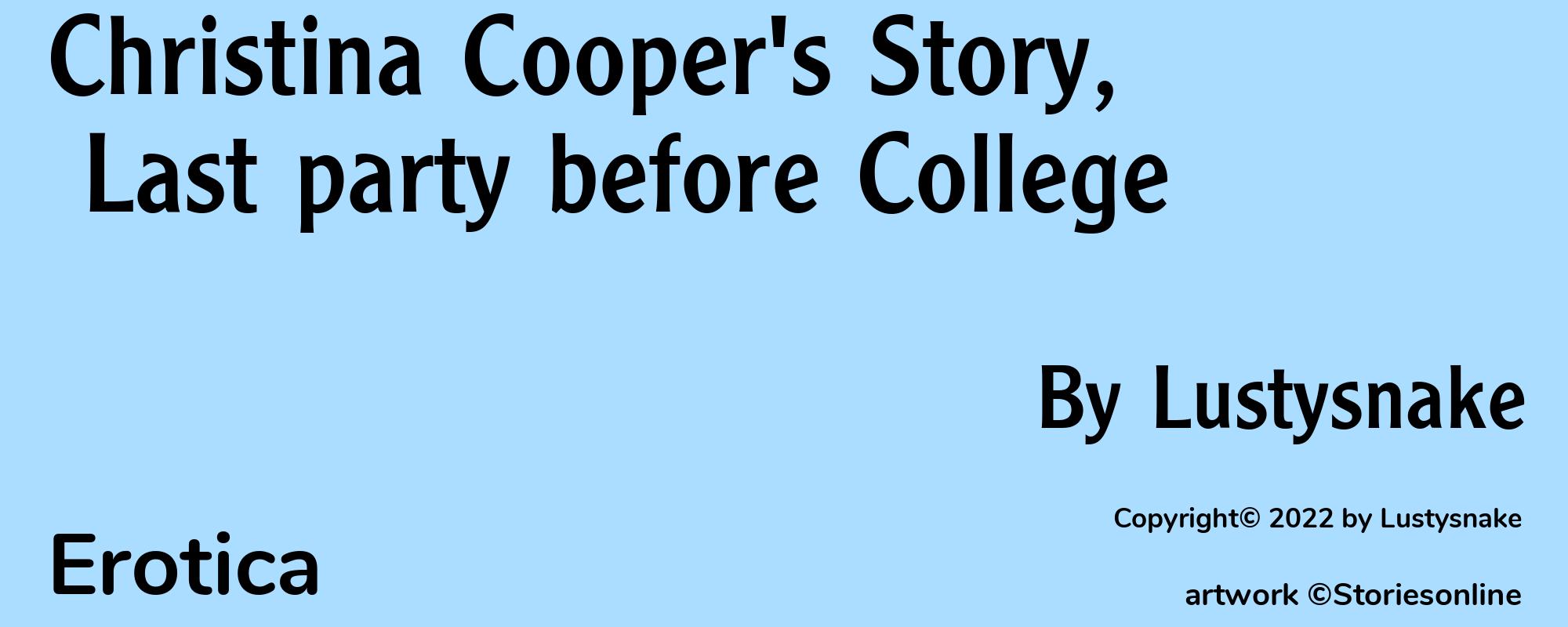 Christina Cooper's Story, Last party before College - Cover