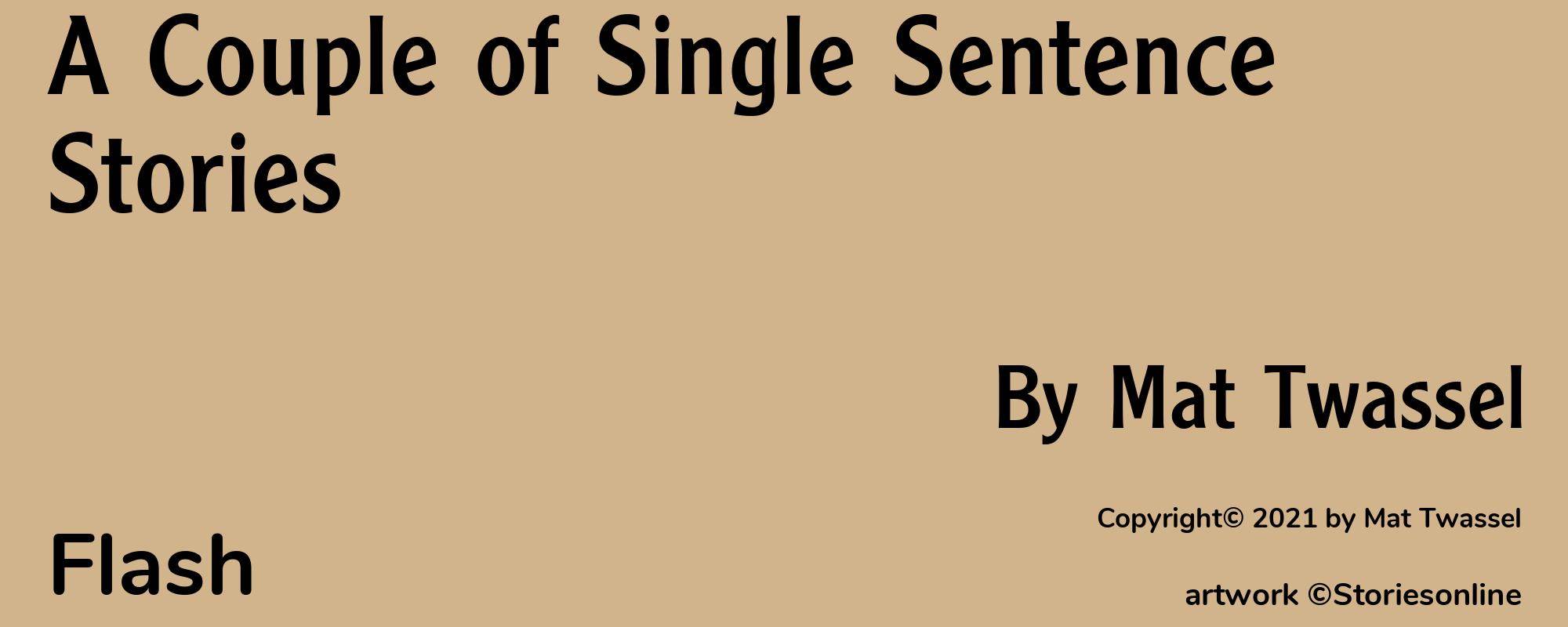 A Couple of Single Sentence Stories - Cover