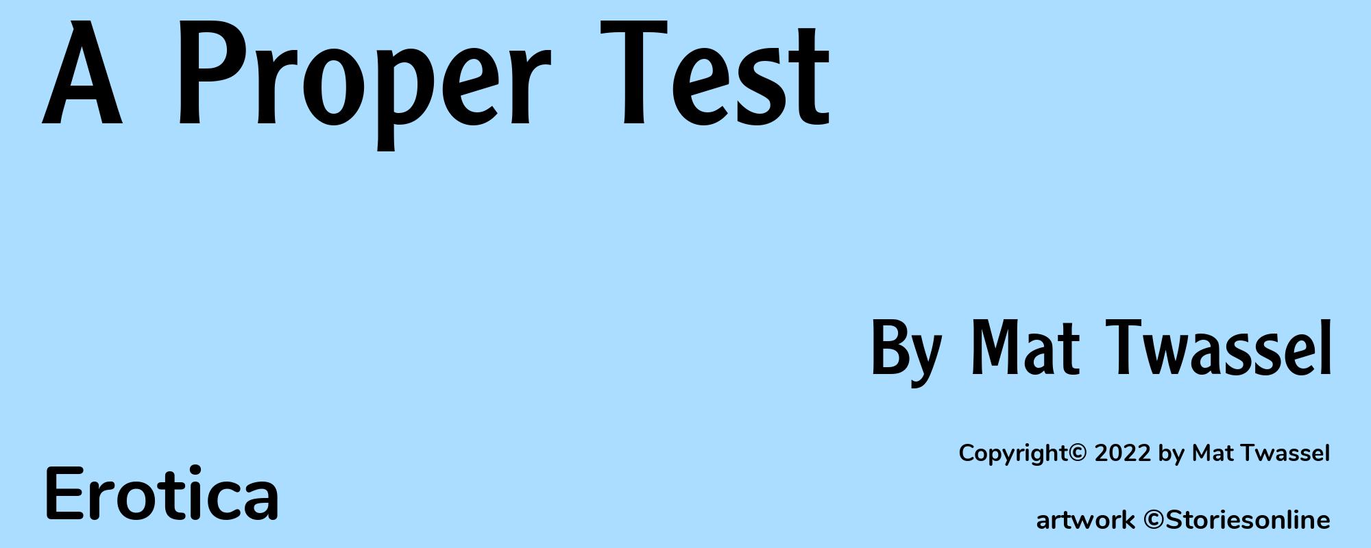 A Proper Test - Cover