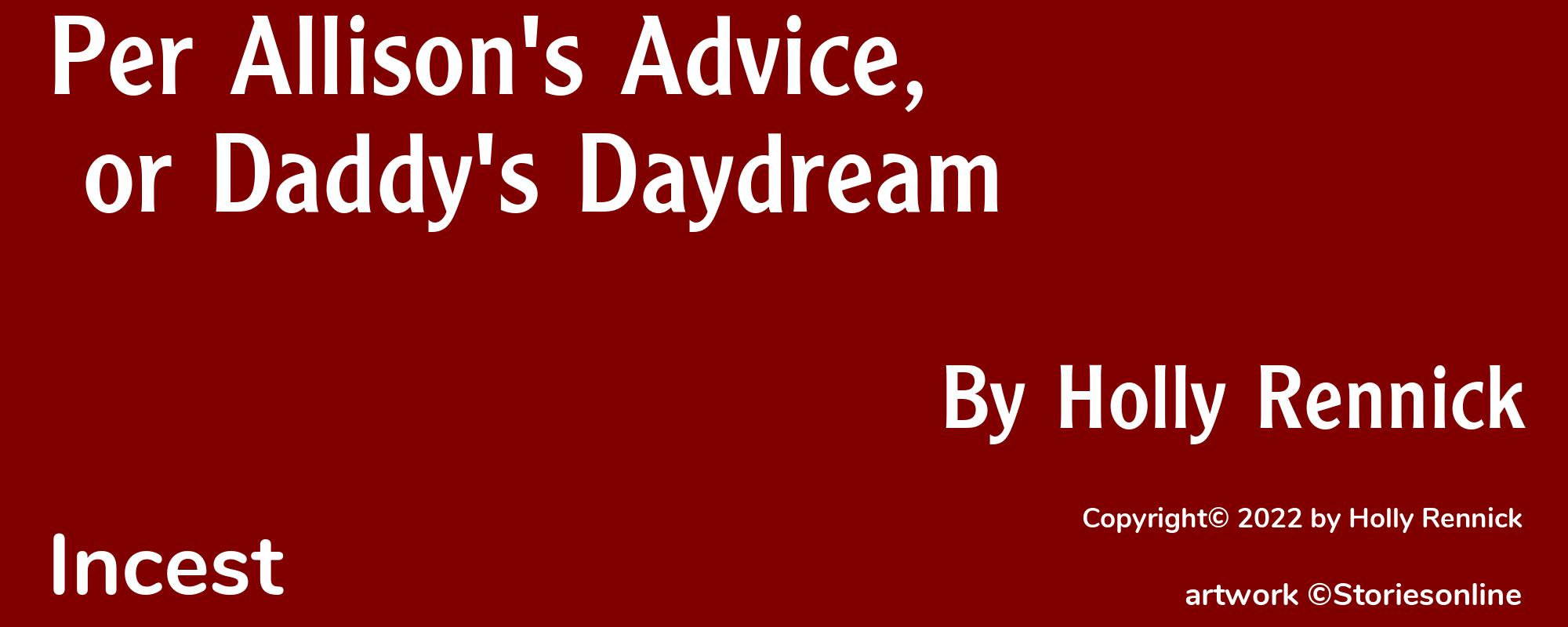 Per Allison's Advice, or Daddy's Daydream - Cover