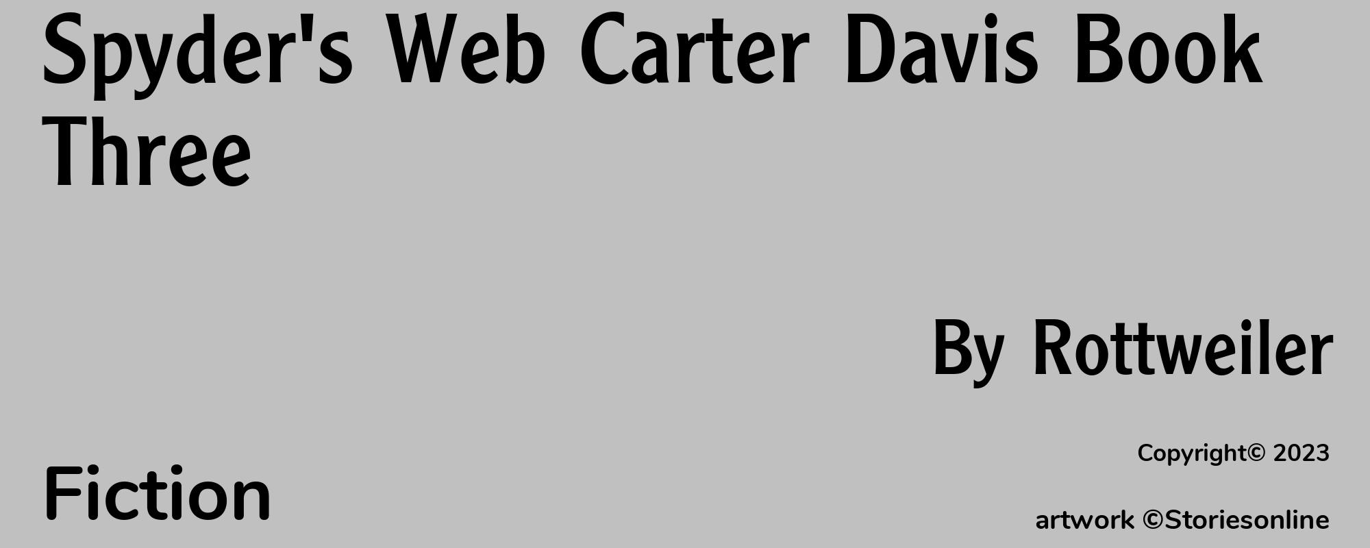 Spyder's Web Carter Davis Book Three - Cover