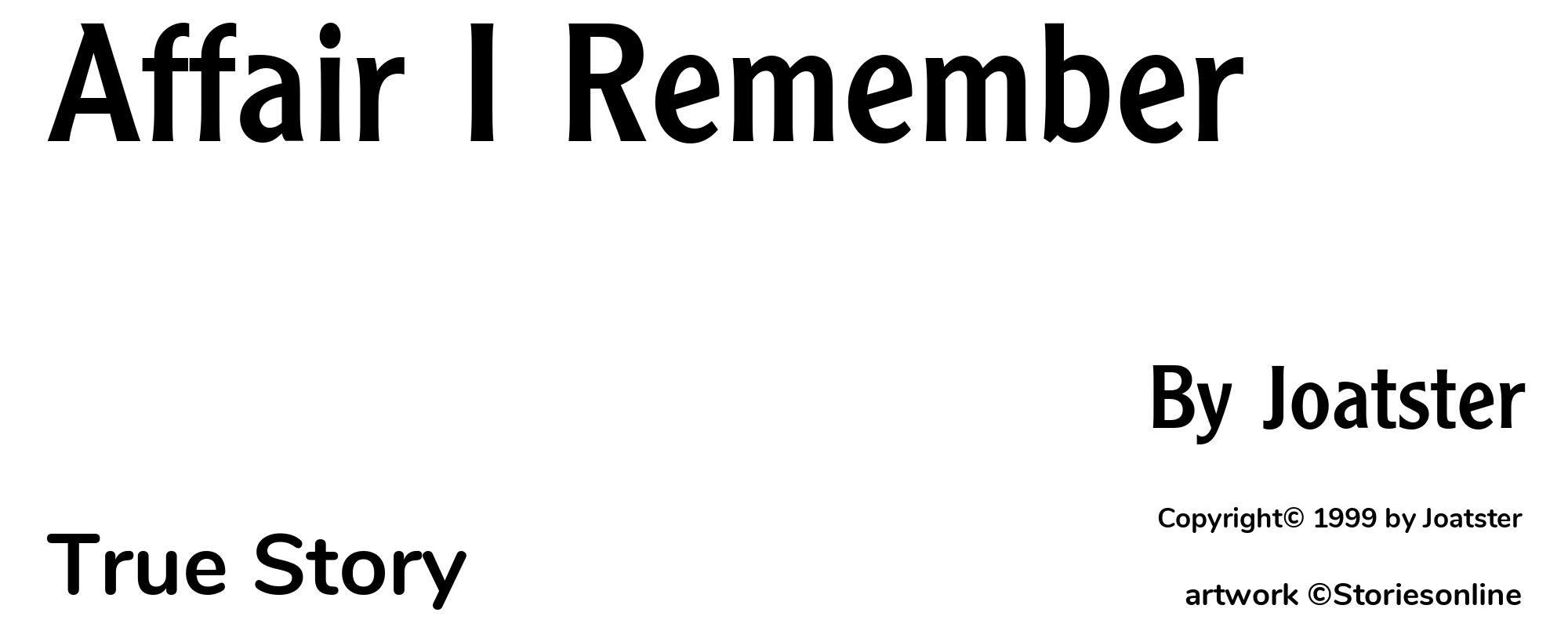 Affair I Remember - Cover