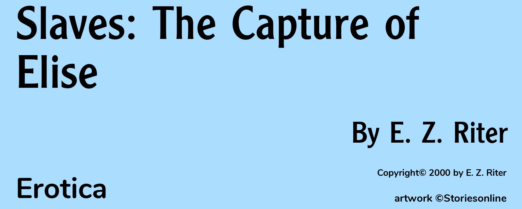 Slaves: The Capture of Elise - Cover