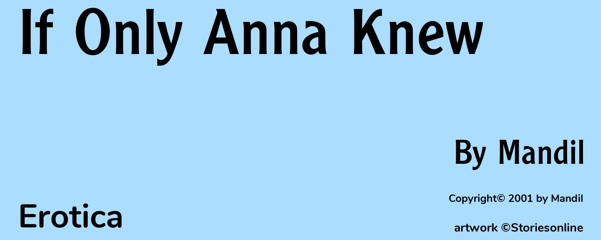 If Only Anna Knew - Cover