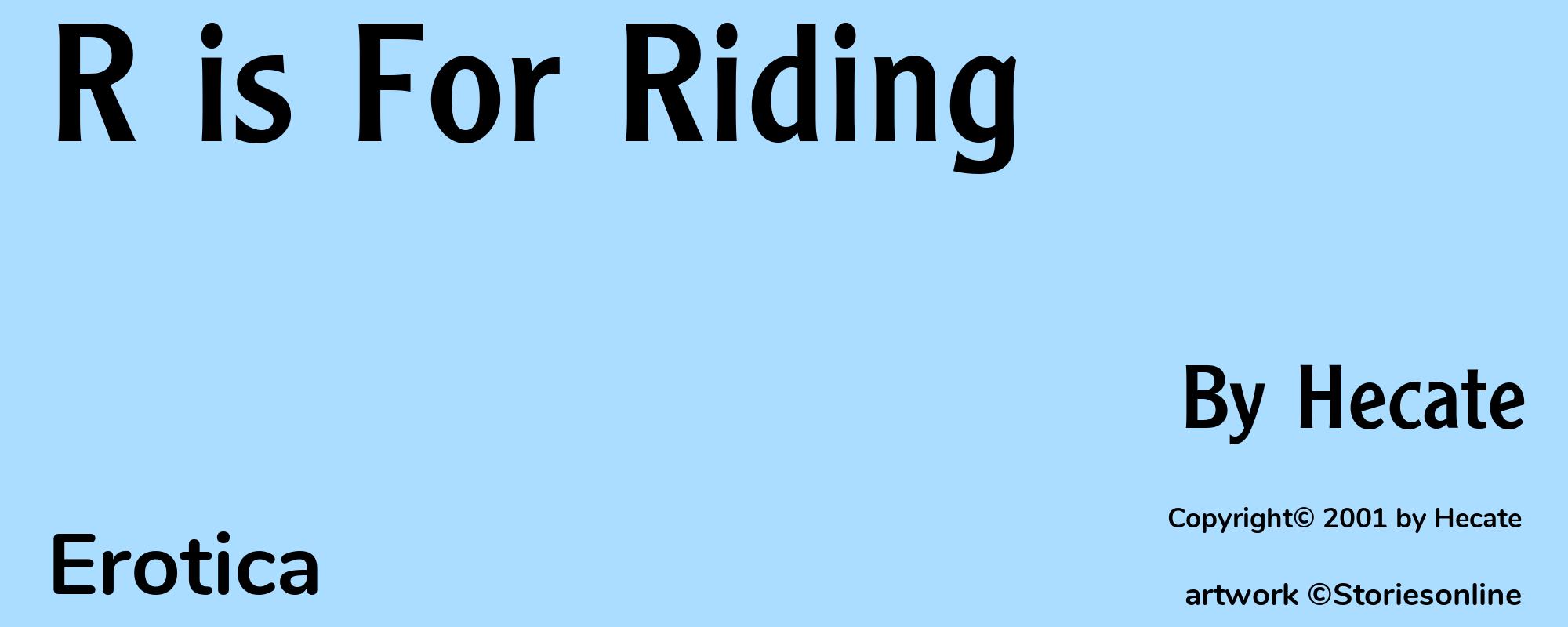 R is For Riding - Cover