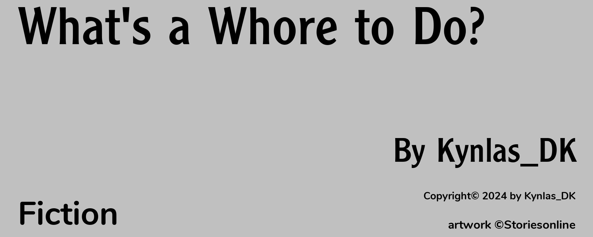 What's a Whore to Do? - Cover