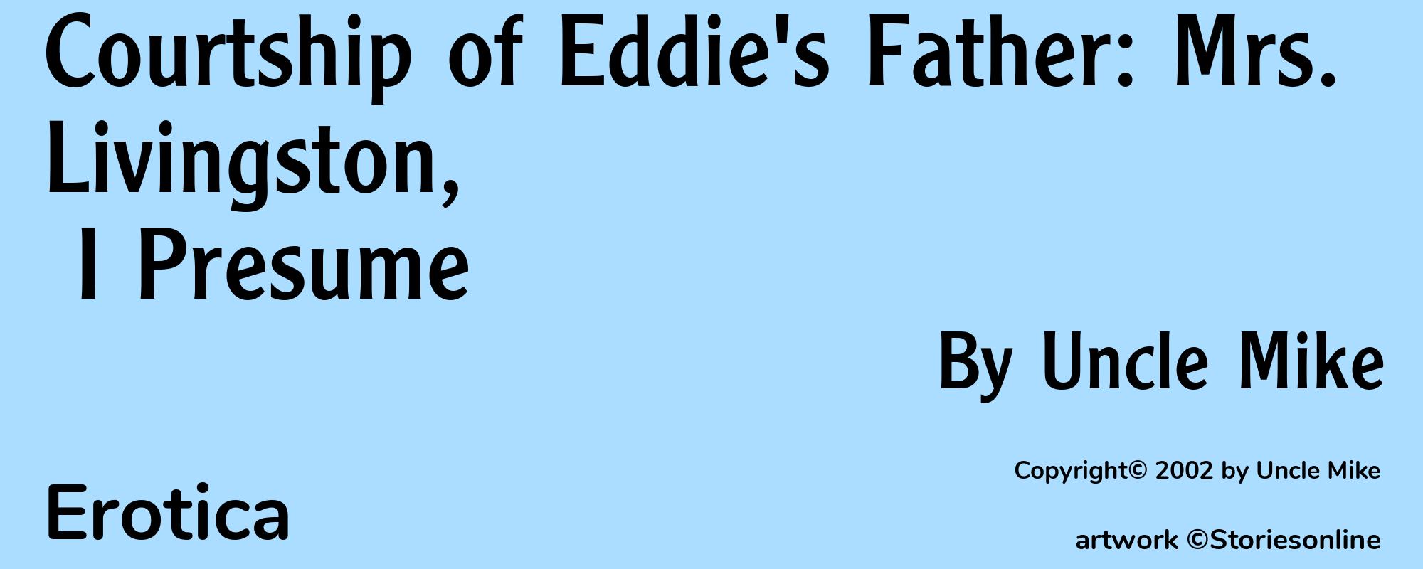 Courtship of Eddie's Father: Mrs. Livingston, I Presume - Cover
