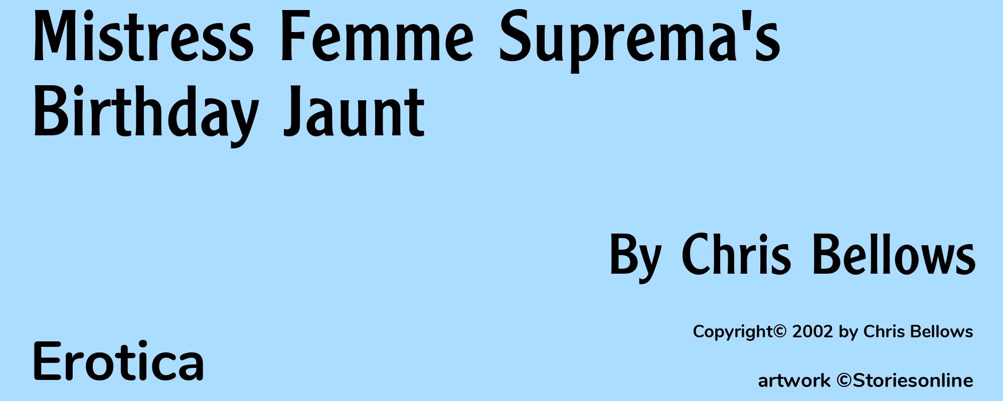 Mistress Femme Suprema's Birthday Jaunt - Cover