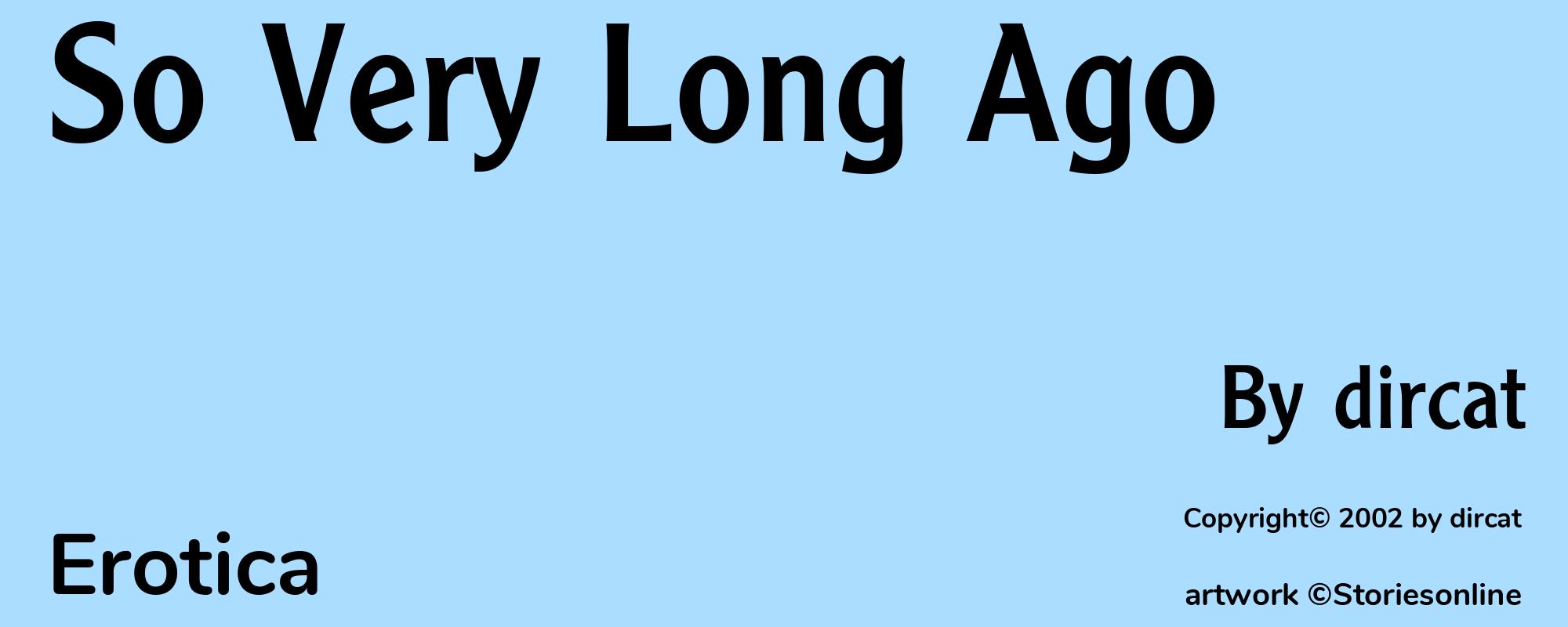 So Very Long Ago - Cover