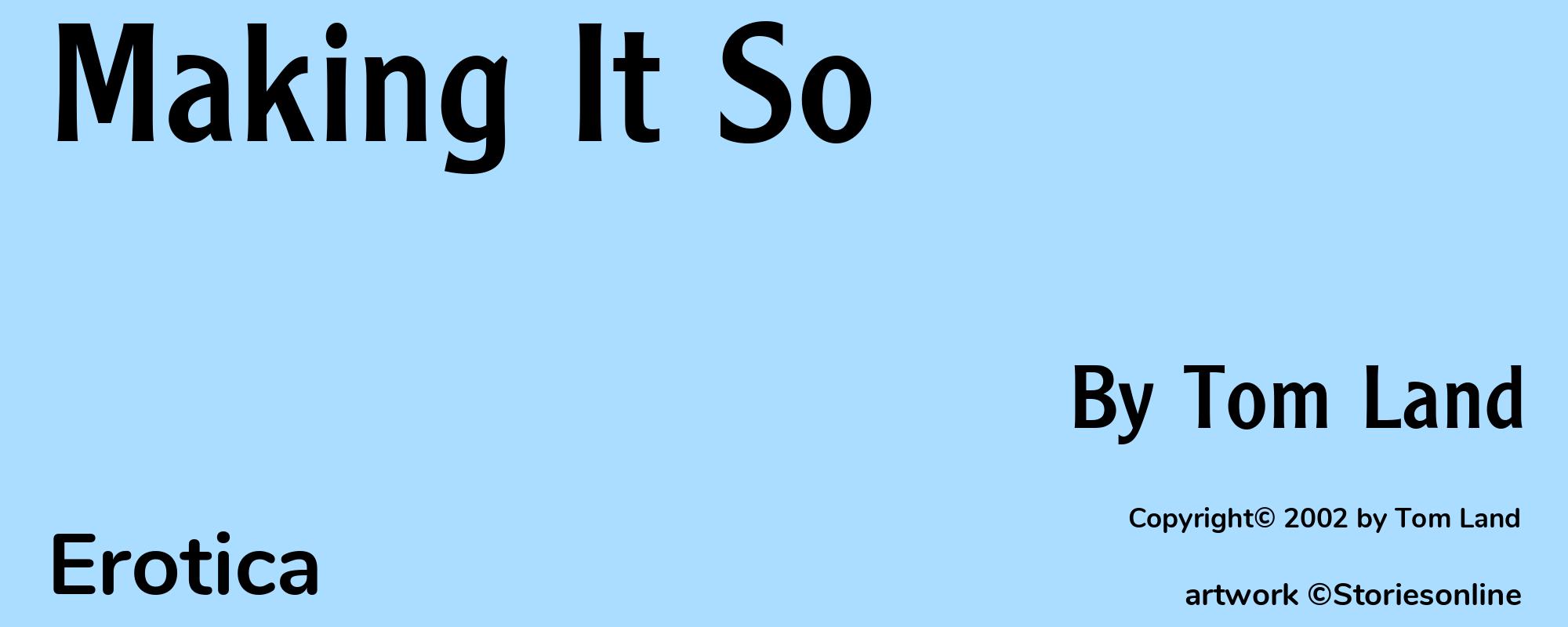Making It So - Cover