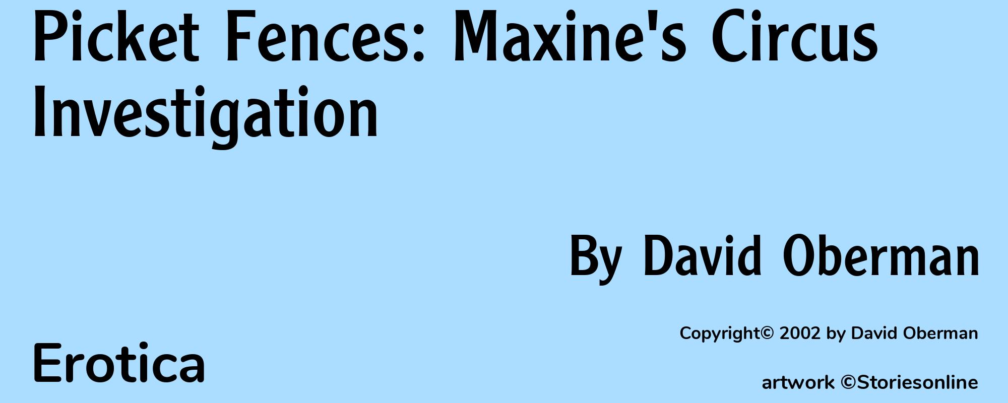 Picket Fences: Maxine's Circus Investigation - Cover