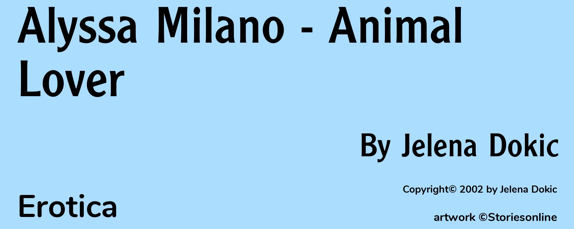 Alyssa Milano - Animal Lover - Cover