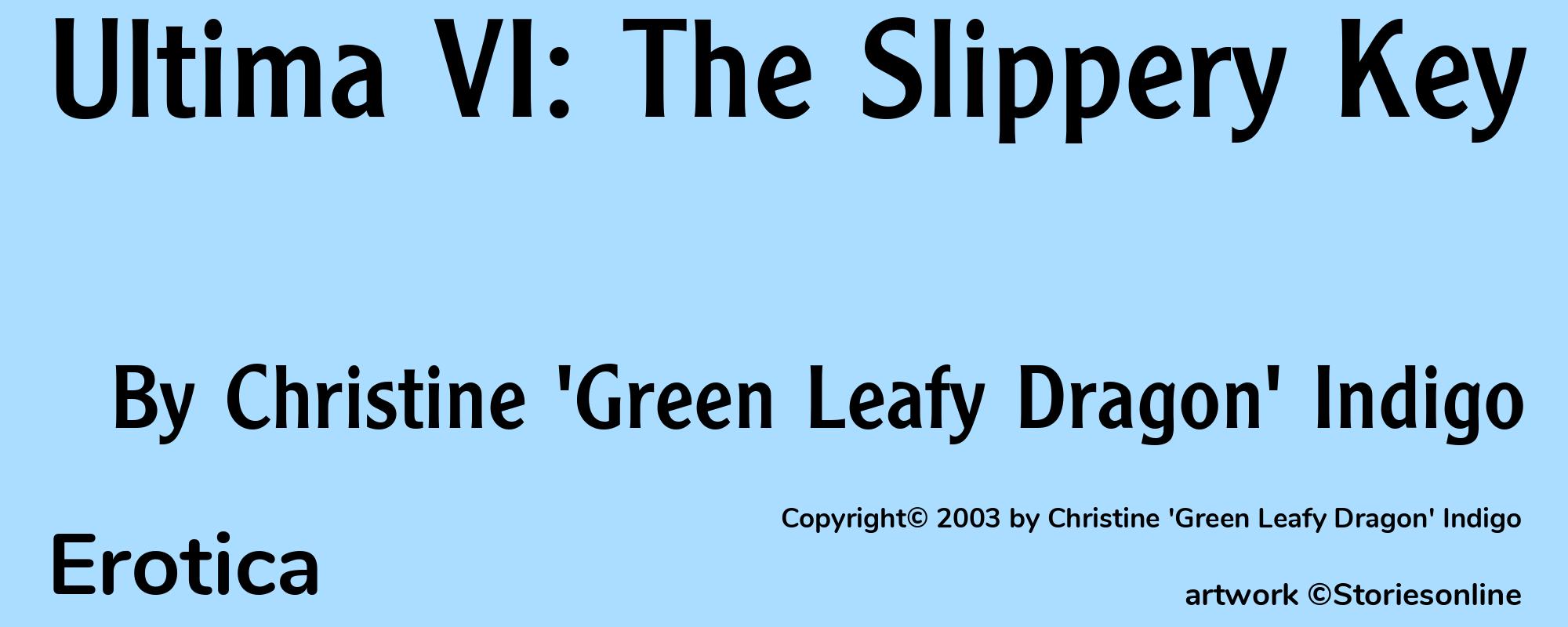 Ultima VI: The Slippery Key - Cover
