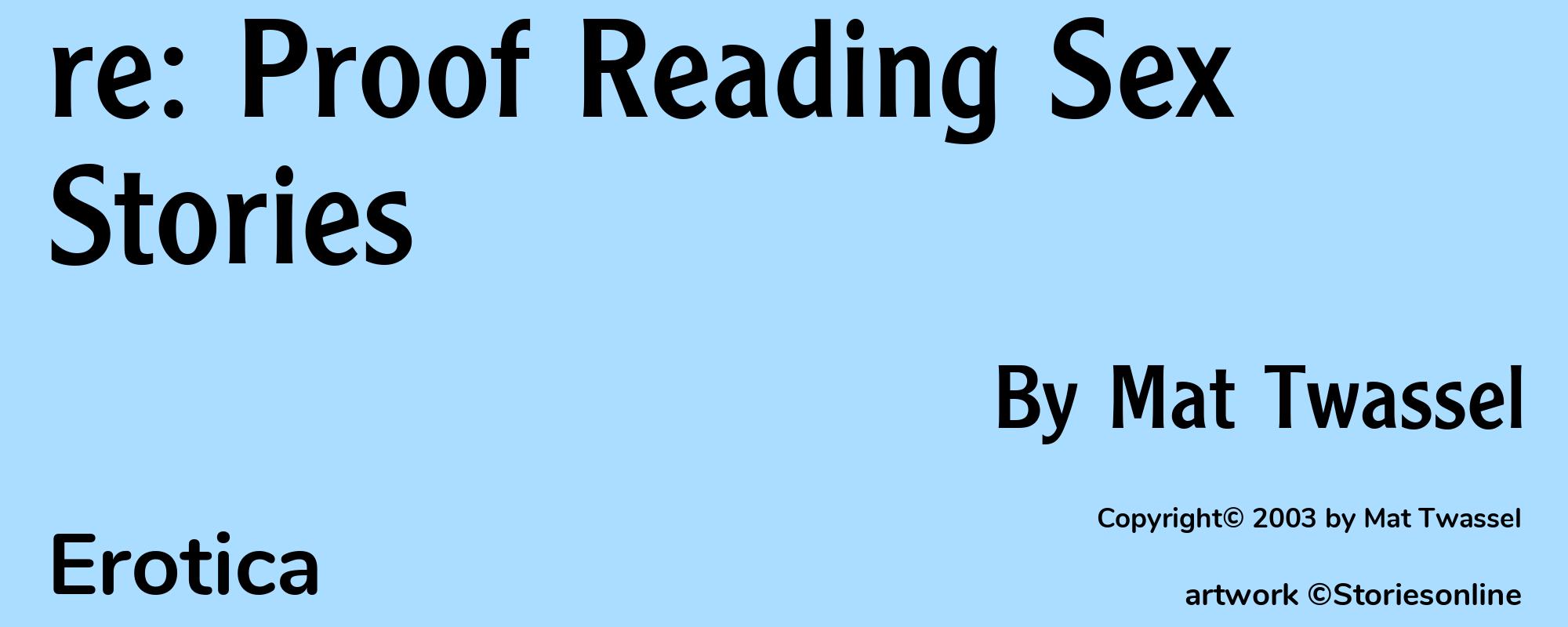 re: Proof Reading Sex Stories - Cover