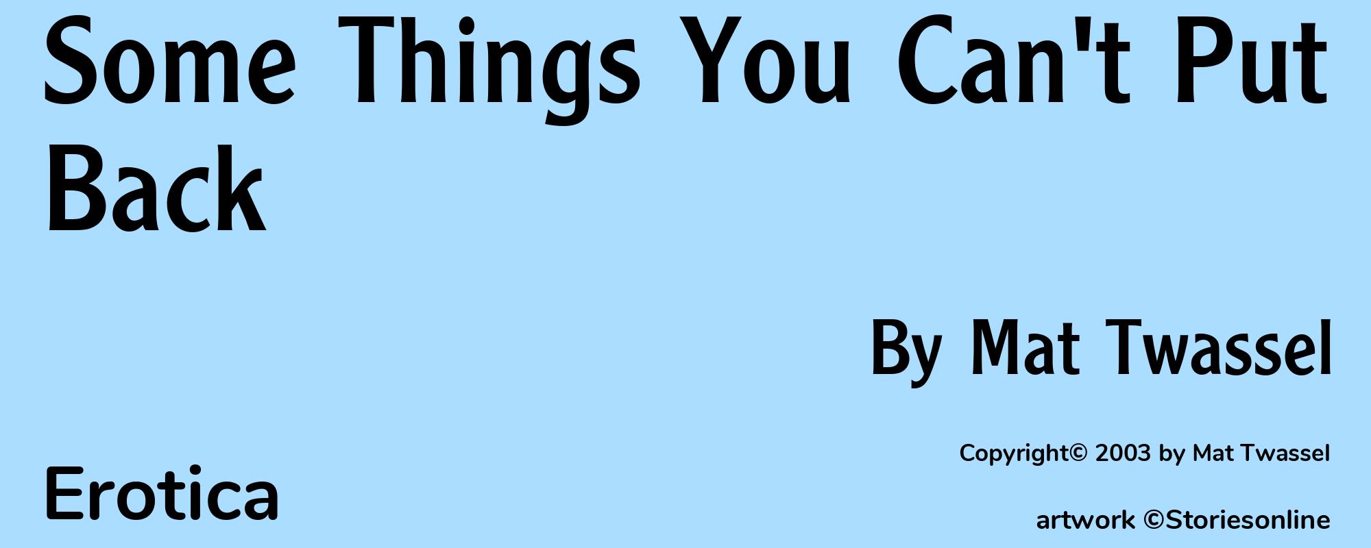 Some Things You Can't Put Back - Cover