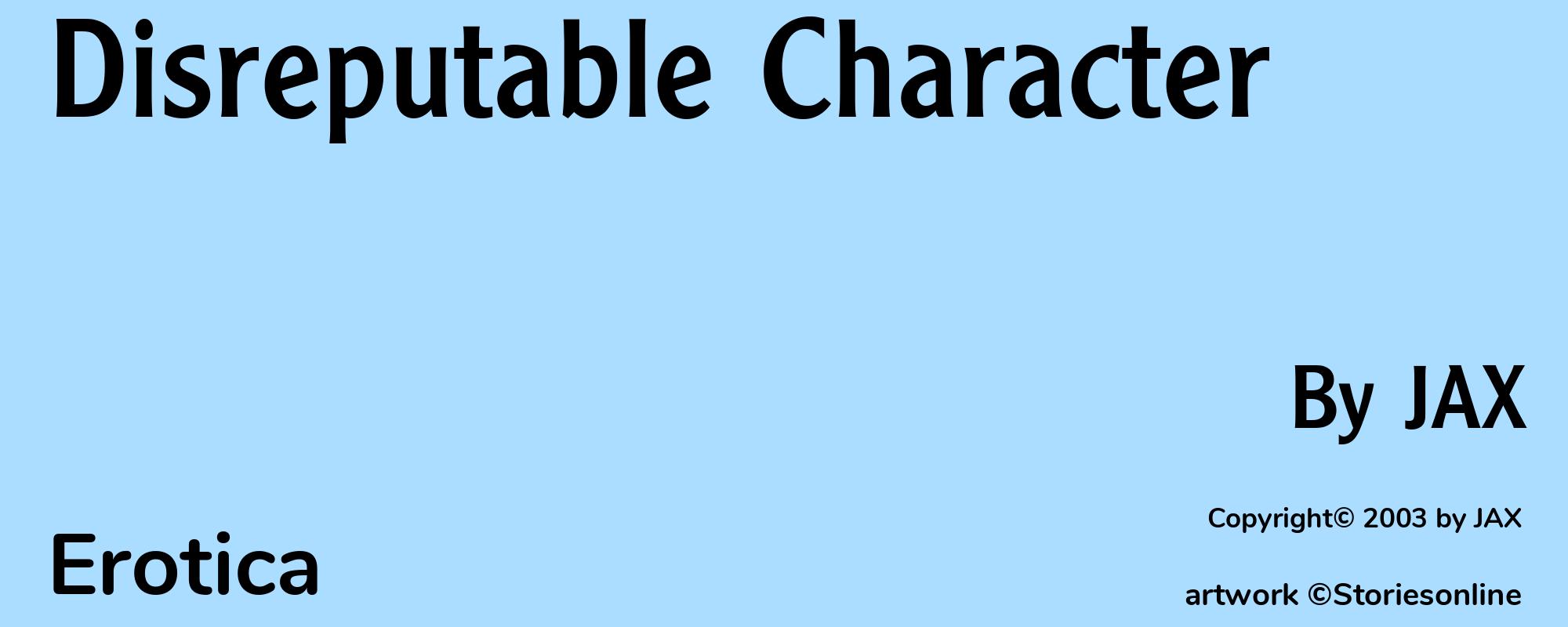 Disreputable Character - Cover